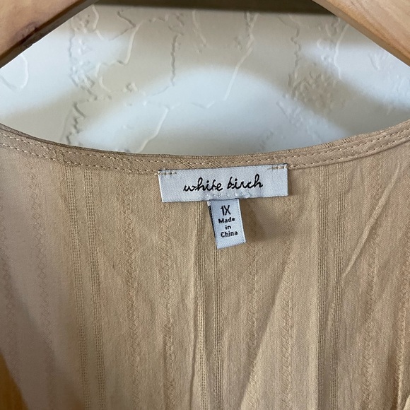 White Birch|Tan Prairie Ruffle Dress with Eyelet Stitching Border, Size 1X••• - Picture 12 of 16